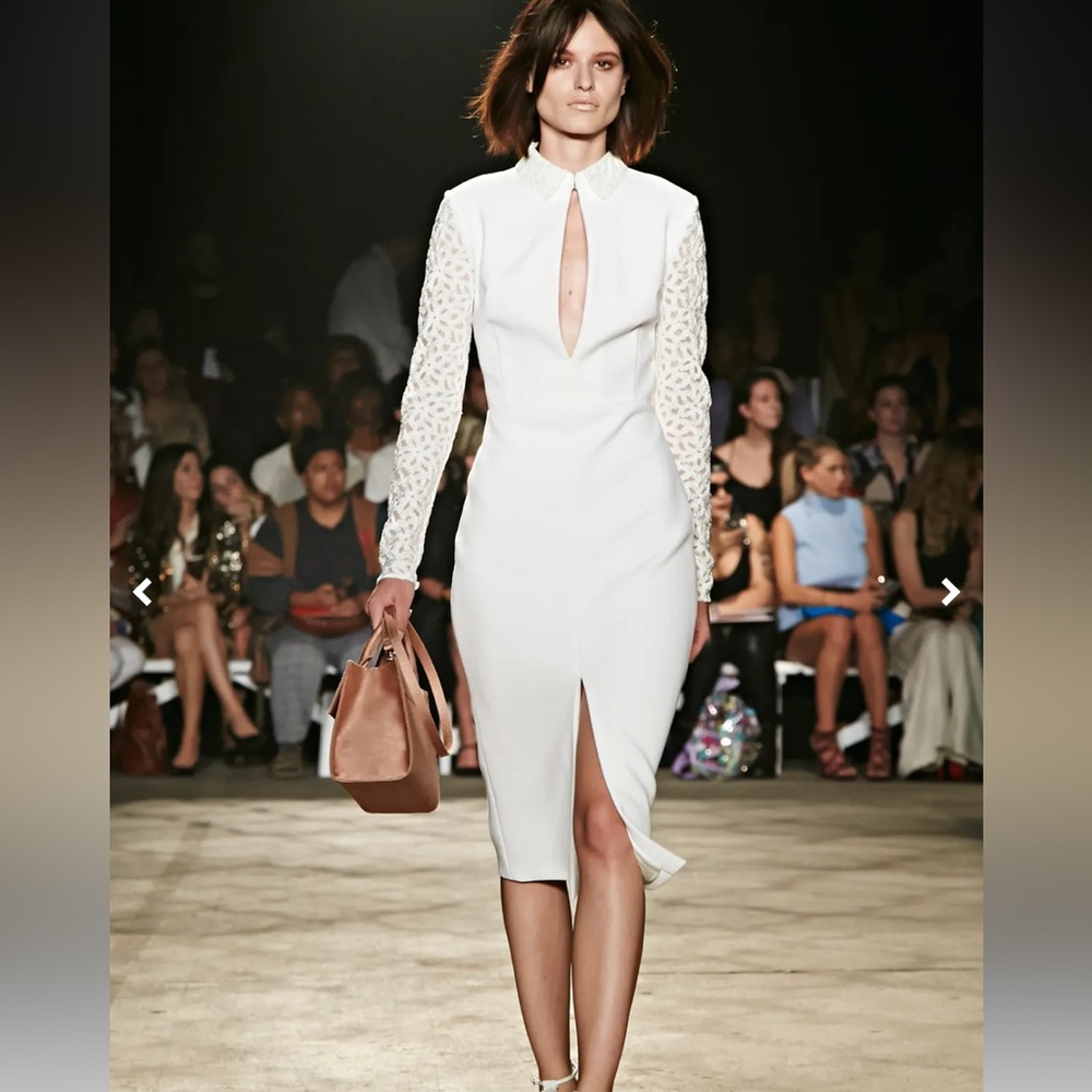Christian Siriano Spring 2016 White Stretch Crepe Keyhole Dress, Size 8 - Picture 3 of 11